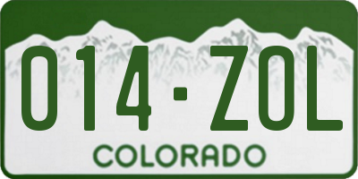 CO license plate 014ZOL