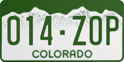 CO license plate 014ZOP