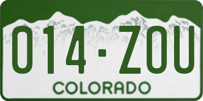 CO license plate 014ZOU