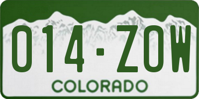 CO license plate 014ZOW