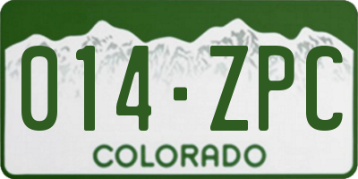 CO license plate 014ZPC