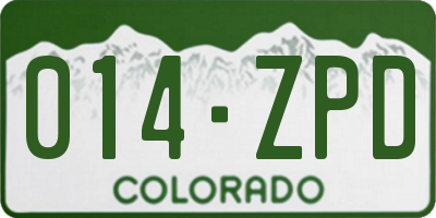 CO license plate 014ZPD