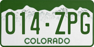 CO license plate 014ZPG
