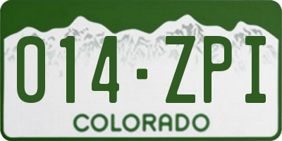 CO license plate 014ZPI