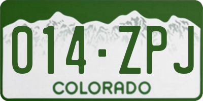 CO license plate 014ZPJ