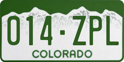 CO license plate 014ZPL