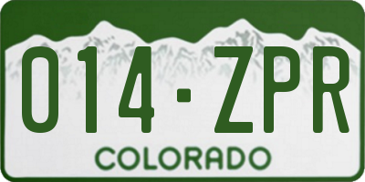 CO license plate 014ZPR