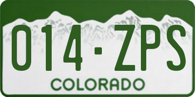 CO license plate 014ZPS