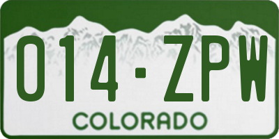 CO license plate 014ZPW