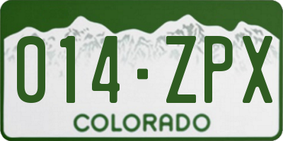 CO license plate 014ZPX