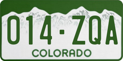 CO license plate 014ZQA