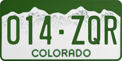 CO license plate 014ZQR