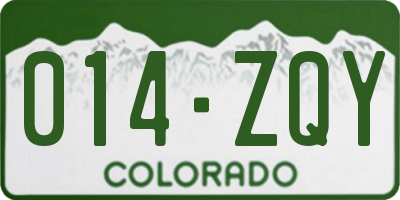 CO license plate 014ZQY