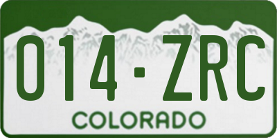 CO license plate 014ZRC