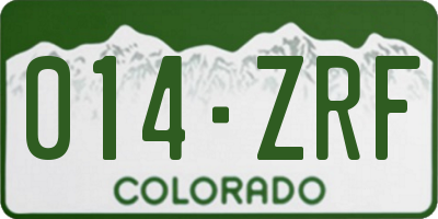 CO license plate 014ZRF