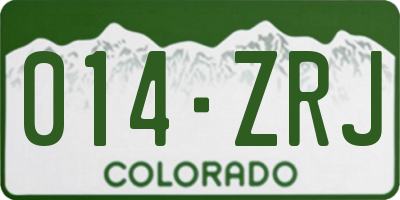 CO license plate 014ZRJ