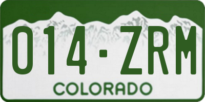 CO license plate 014ZRM