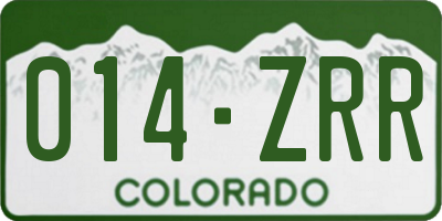 CO license plate 014ZRR