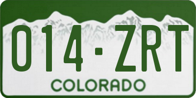 CO license plate 014ZRT