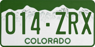 CO license plate 014ZRX