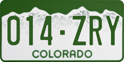 CO license plate 014ZRY