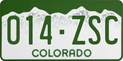 CO license plate 014ZSC