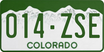CO license plate 014ZSE