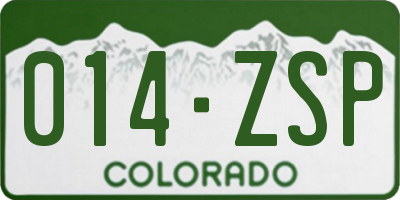 CO license plate 014ZSP