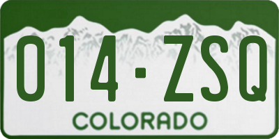 CO license plate 014ZSQ