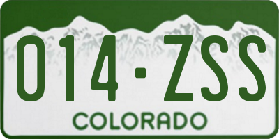 CO license plate 014ZSS