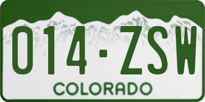 CO license plate 014ZSW
