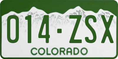 CO license plate 014ZSX