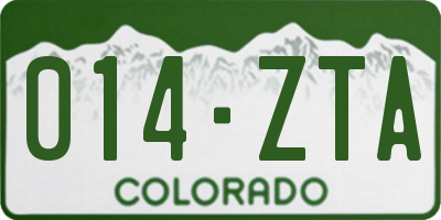 CO license plate 014ZTA