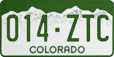 CO license plate 014ZTC