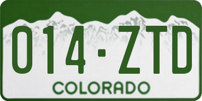 CO license plate 014ZTD