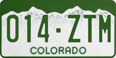 CO license plate 014ZTM