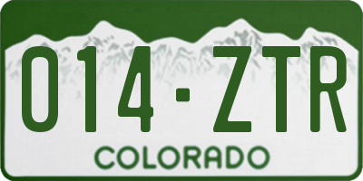 CO license plate 014ZTR