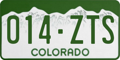 CO license plate 014ZTS