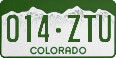 CO license plate 014ZTU