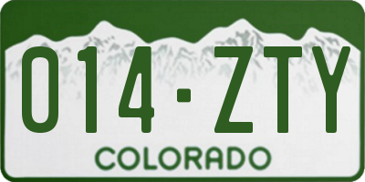 CO license plate 014ZTY