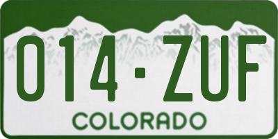 CO license plate 014ZUF