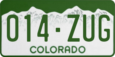 CO license plate 014ZUG
