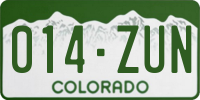 CO license plate 014ZUN