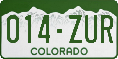 CO license plate 014ZUR