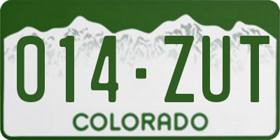 CO license plate 014ZUT