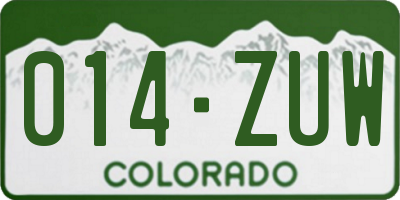 CO license plate 014ZUW