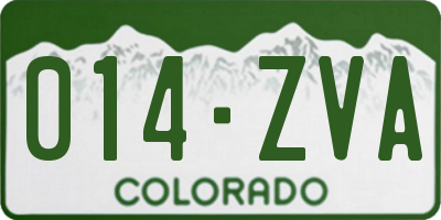 CO license plate 014ZVA