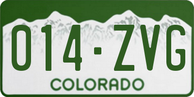 CO license plate 014ZVG