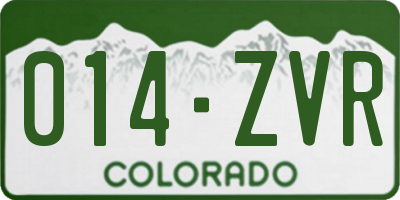 CO license plate 014ZVR
