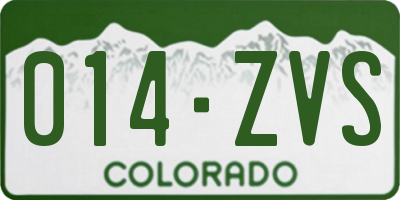 CO license plate 014ZVS